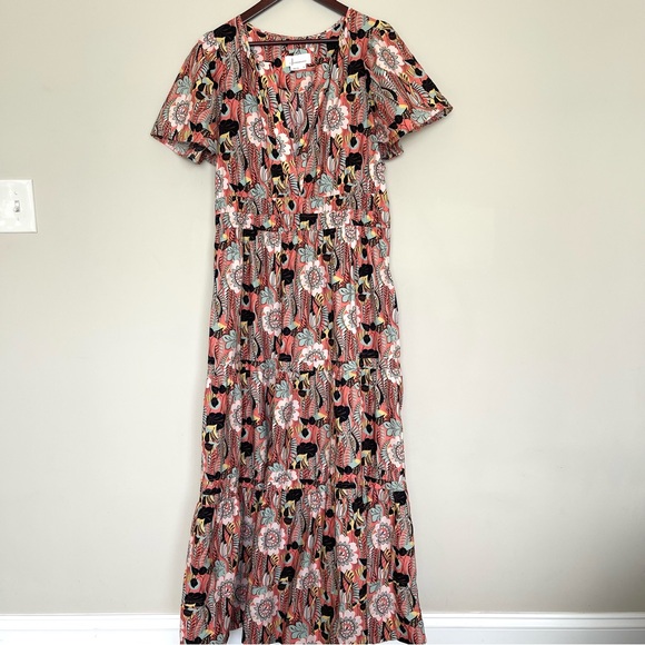 Anthropologie The Somerset Maxi Dress XL Botanic Garden 100% Cotton Tiered - Picture 3 of 12